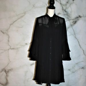 Nanette Lepore Very Black Long Sleeve Mini Dress